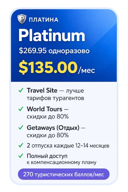 тариф Platinum Travorium для путешествий и скидок в Казахстане